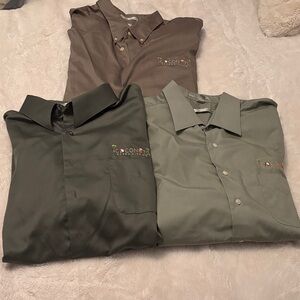 Men's Classic Button-Down Shirts - Green and Brown Geoffrey Beene and VanHeusen